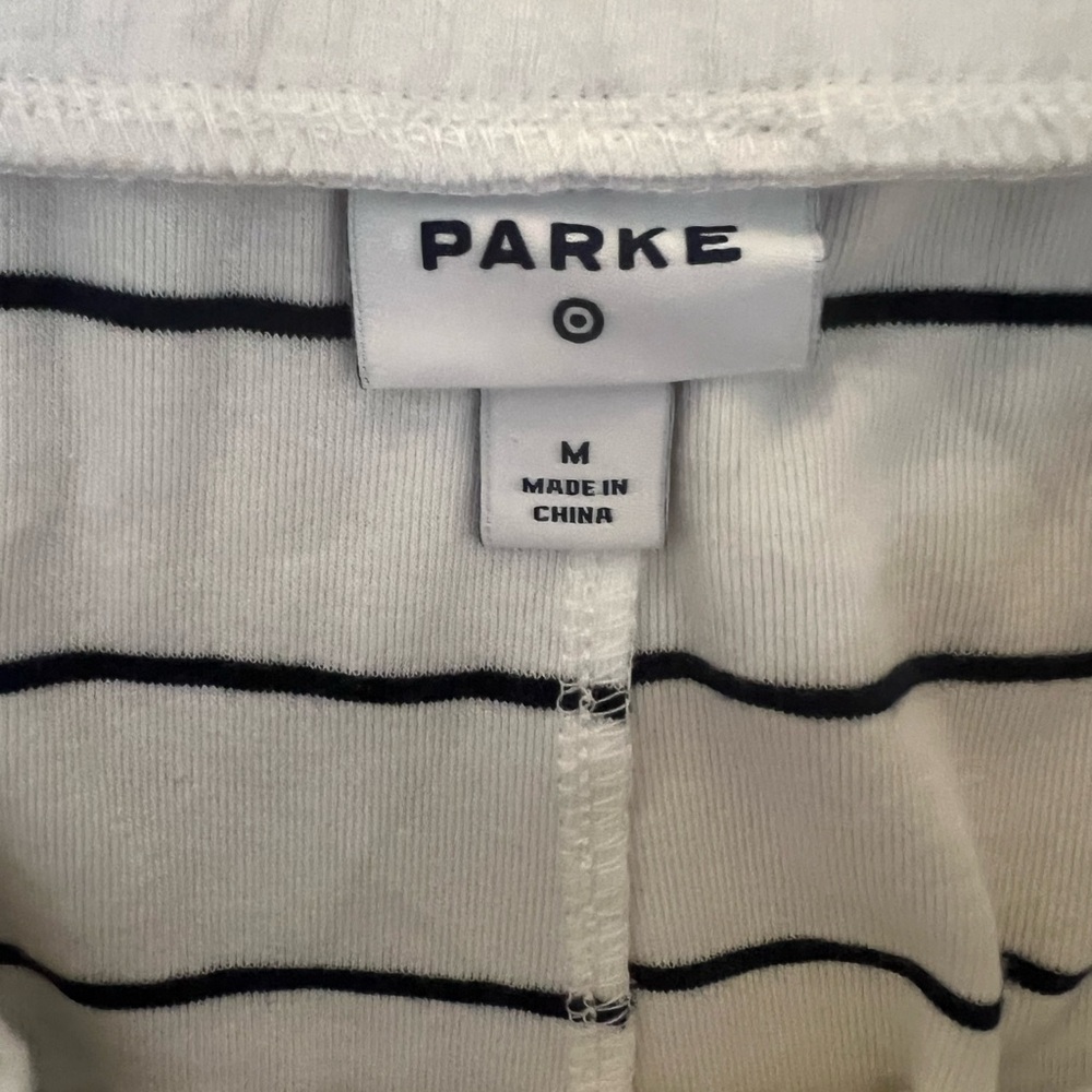 PARKE Target Striped Wide-Leg Lounge Pants - White/Navy - Picture 4 of 4